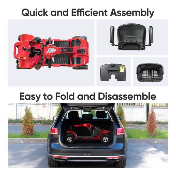 4-Wheel Electric Mobility Scooter with Extended Battery and Storage Basket