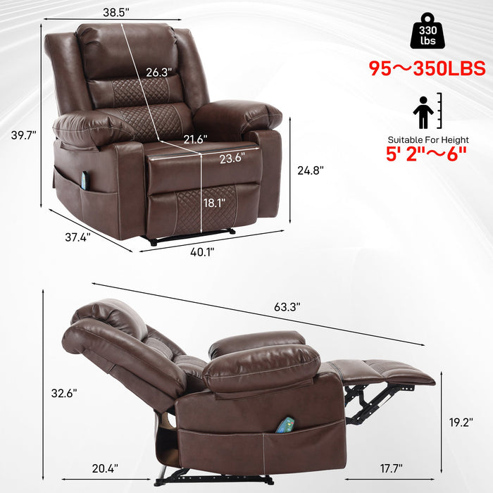Oversized Massage Recliner Chair with Heat, 8-Point Vibration and 160° Manual Recline (330 lb Capacity)