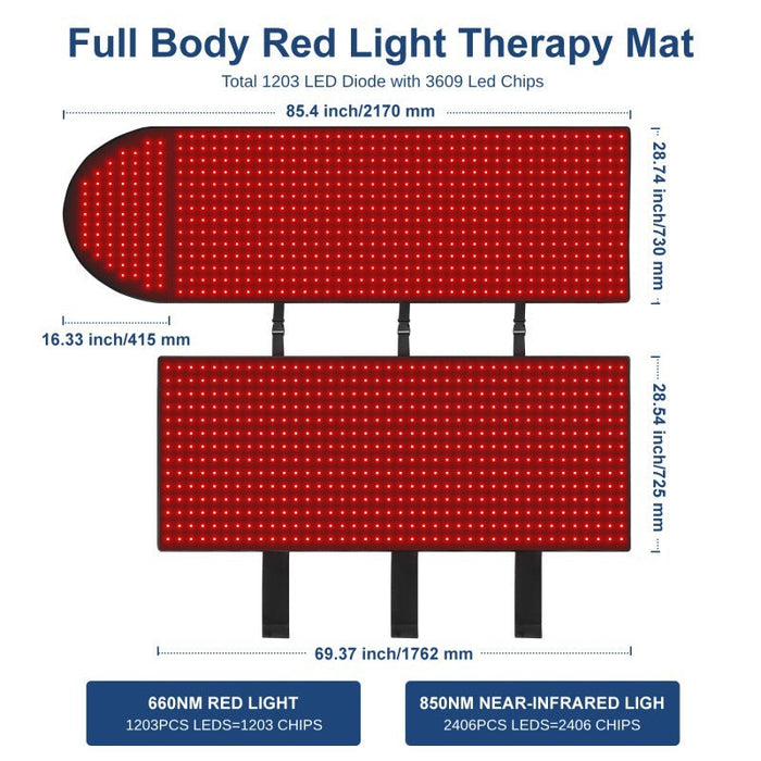 Full Body Red & Infrared Light Therapy Pad 360° Recovery Mat with Controller for Pain Relief, Muscle Recovery & Wellness