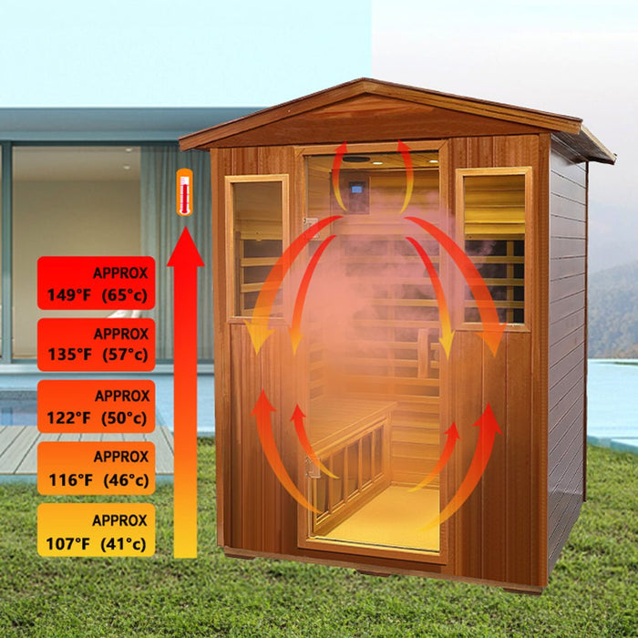 4 Person Outdoor Infrared Sauna with Bluetooth Audio and LED Display