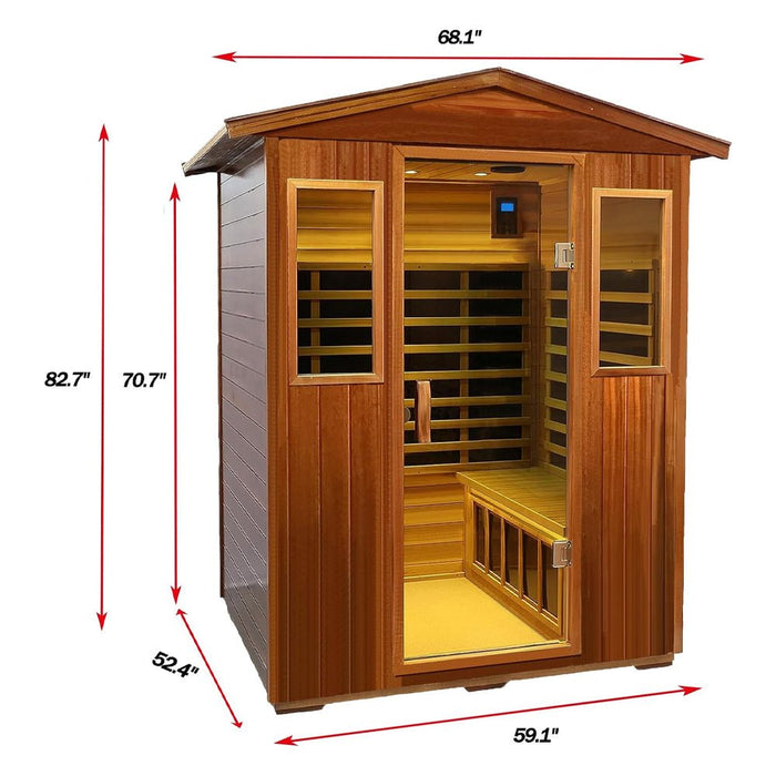 4 Person Outdoor Infrared Sauna with Bluetooth Audio and LED Display