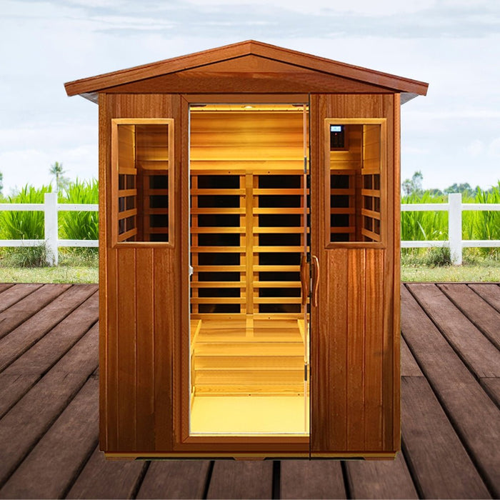 4 Person Outdoor Infrared Sauna with Bluetooth Audio and LED Display