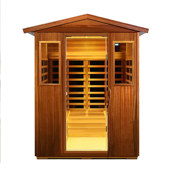 4 Person Outdoor Infrared Sauna with Bluetooth Audio and LED Display