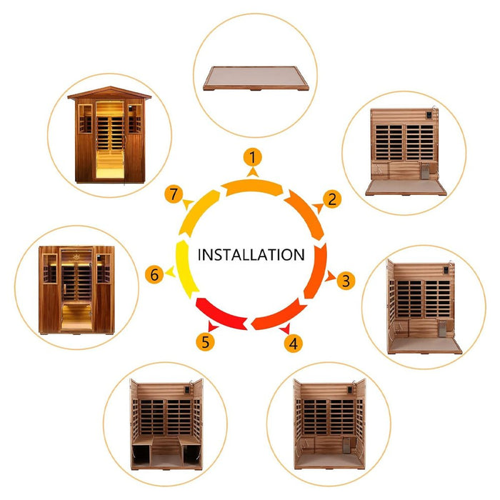 4 Person Outdoor Infrared Sauna with Bluetooth Audio and LED Display