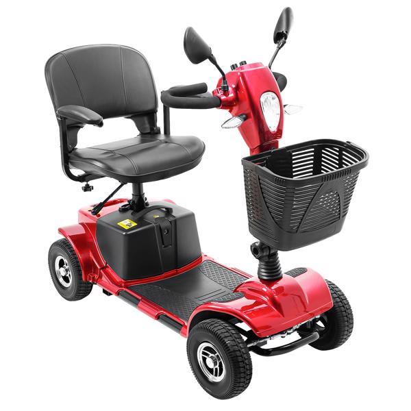 4-Wheel Electric Mobility Scooter with Extended Battery and Storage Basket