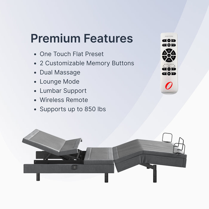 Falcon II Adjustable Bed Frame with Lumbar Support and Dual Massage