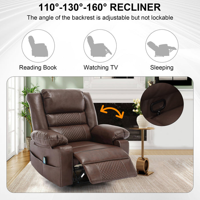 Oversized Massage Recliner Chair with Heat, 8-Point Vibration and 160° Manual Recline (330 lb Capacity)