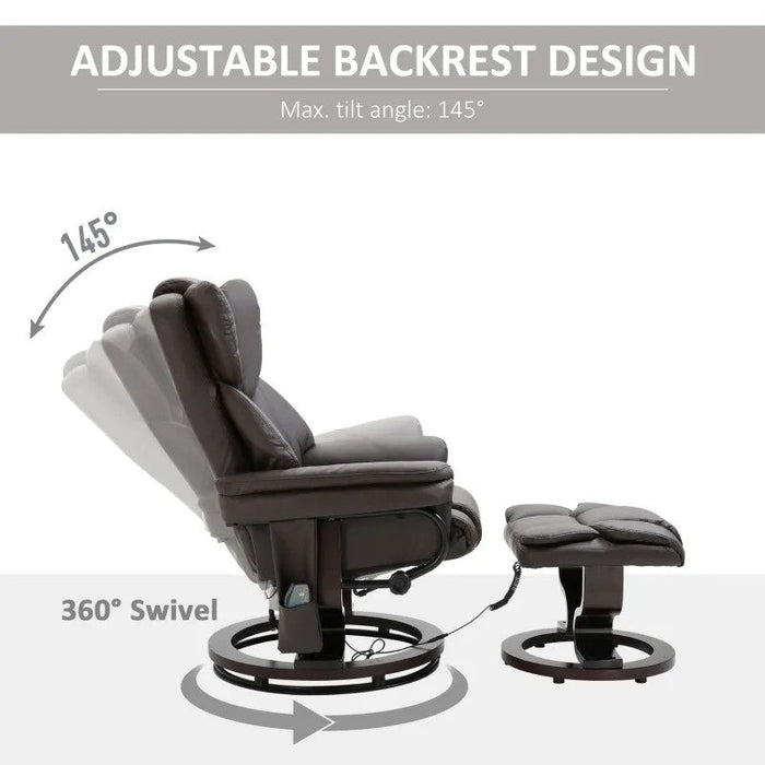 Massage Recliner Chair with Ottoman, Remote Control and 10 Zone Vibration