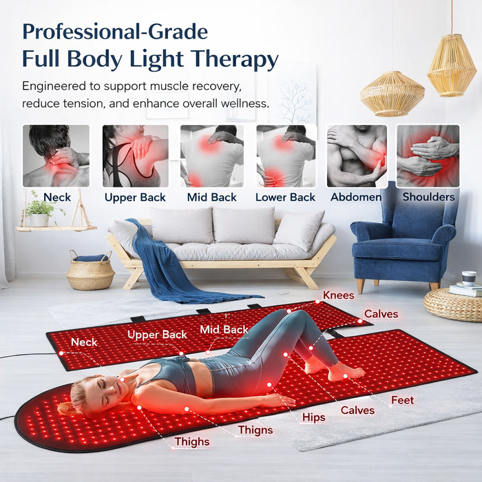 Full Body Red & Infrared Light Therapy Pad 360° Recovery Mat with Controller for Pain Relief, Muscle Recovery & Wellness