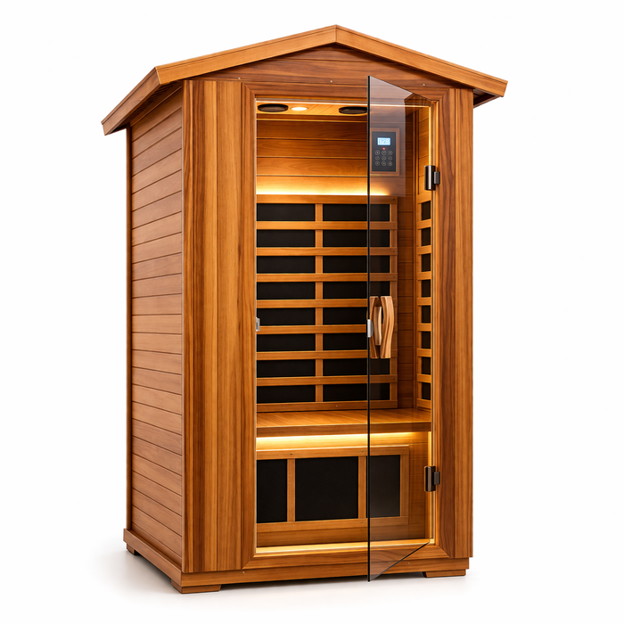 1 Person Outdoor Infrared Sauna with Cedar Wood and Bluetooth Audio