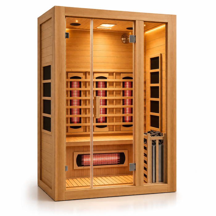 Rövia Luma 2 Person Indoor Hybrid Sauna with Infrared and 3.5kW Steam Heating