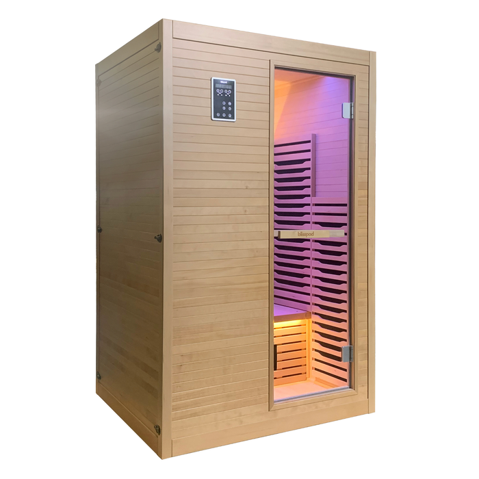 Blisspod Helsinki 2 Person Full Spectrum Infrared Sauna with Red Light Therapy and Chromotherapy