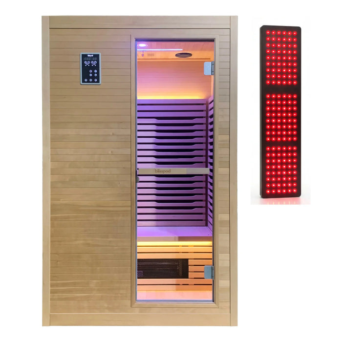 Blisspod Helsinki 2 Person Full Spectrum Infrared Sauna with Red Light Therapy and Chromotherapy