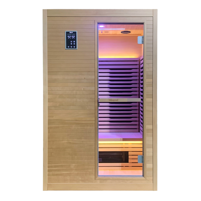Blisspod Helsinki 2 Person Full Spectrum Infrared Sauna with Red Light Therapy and Chromotherapy