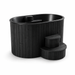 Black wooden hot tub with steps on a white background. SaunaLife 2-Person Cold Plunge and Hot Immersion Tub (Model S2N/B) Wood Brown