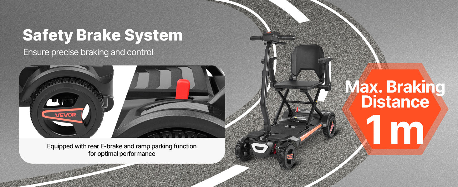 VEVOR 4-Wheel Folding Electric Mobility Scooter with 9.3 Mile Range
