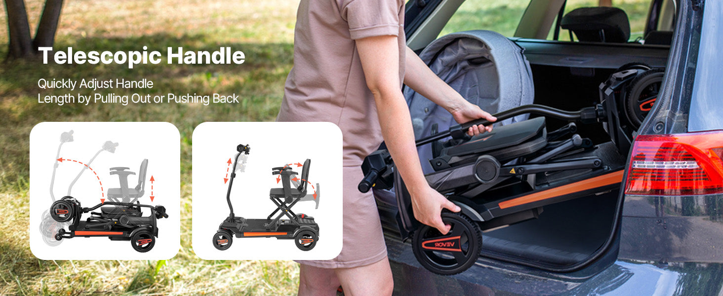 VEVOR 4-Wheel Folding Electric Mobility Scooter with 9.3 Mile Range