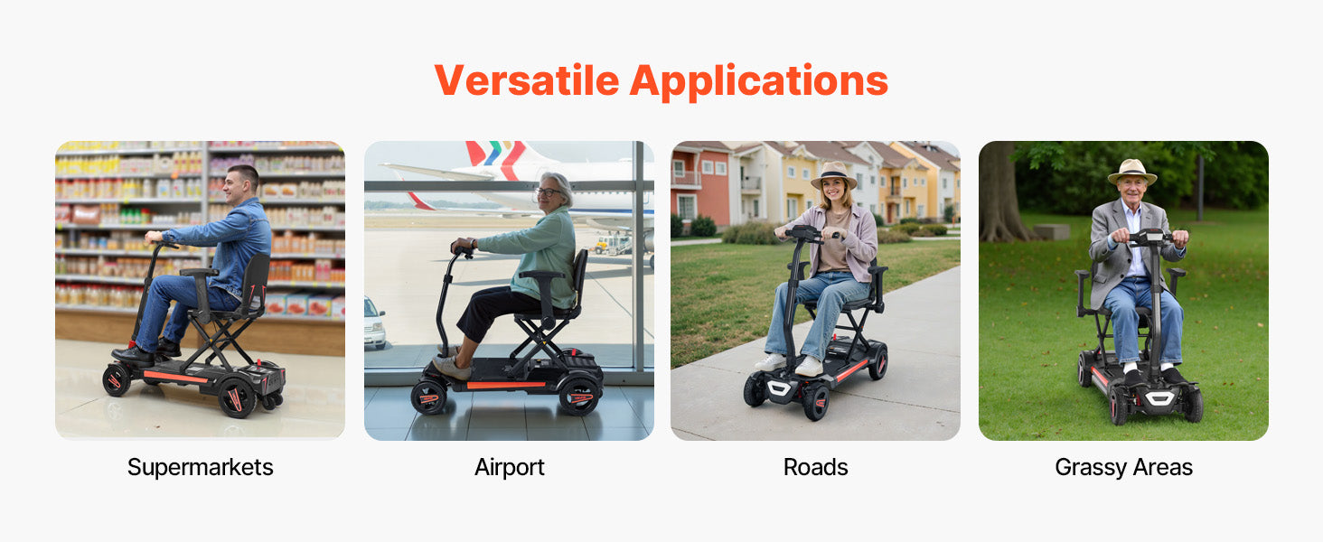 VEVOR 4-Wheel Folding Electric Mobility Scooter with 9.3 Mile Range
