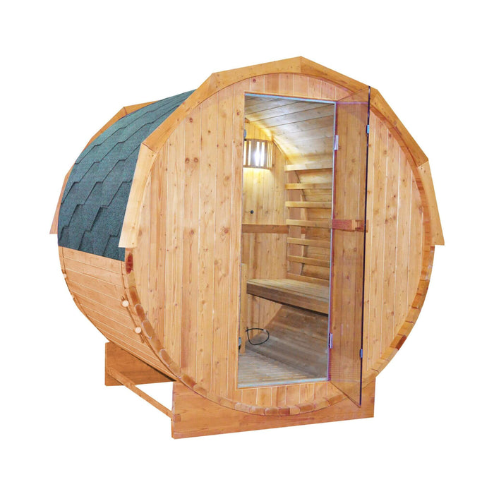 Premium Outdoor Barrel Sauna with 4.5kW Heater and Carbonized Spruce Wood