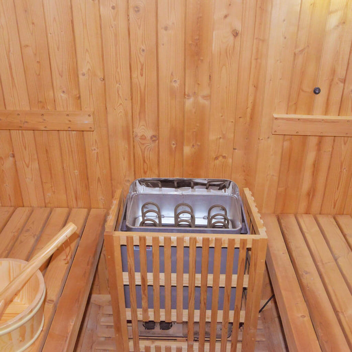 Premium Outdoor Barrel Sauna with 4.5kW Heater and Carbonized Spruce Wood