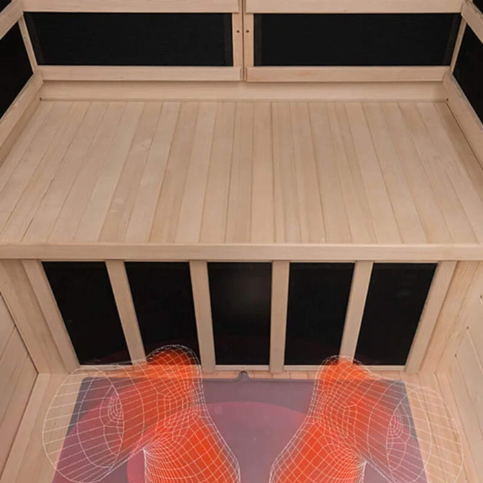 2 Person Infrared Sauna with Hemlock Wood, Low EMF Heating and Glass Door
