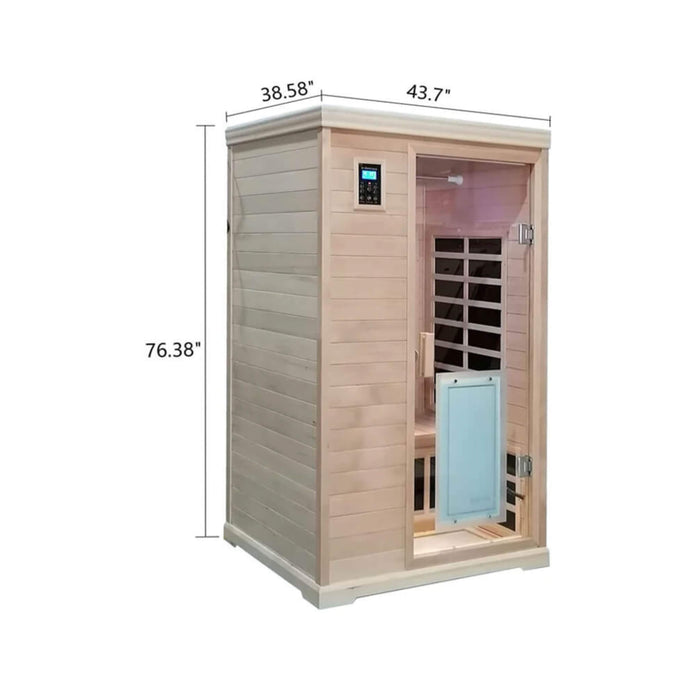 2 Person Infrared Sauna with Hemlock Wood, Low EMF Heating and Glass Door