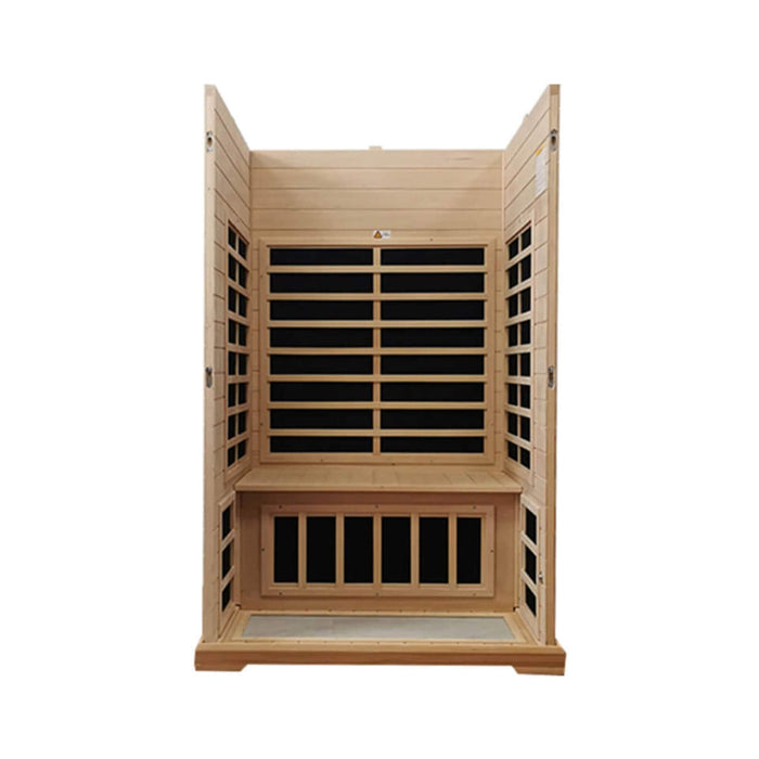 2 Person Infrared Sauna with Hemlock Wood, Low EMF Heating and Glass Door