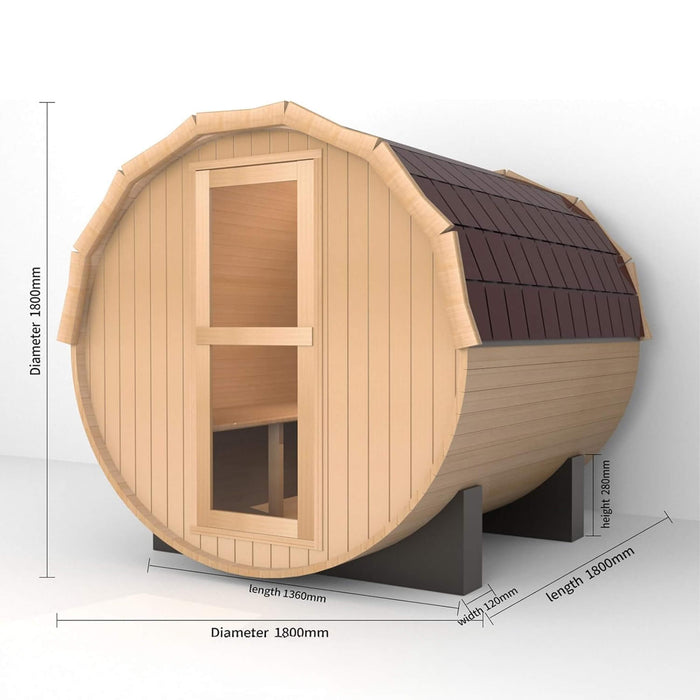 Thermora Premium 2 Person Outdoor Barrel Sauna with 4.5kW Heater