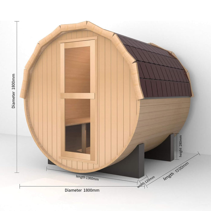 Thermora Premium 2 Person Outdoor Barrel Sauna with 4.5kW Heater