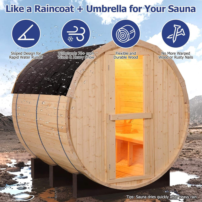 Thermora Premium 2 Person Outdoor Barrel Sauna with 4.5kW Heater