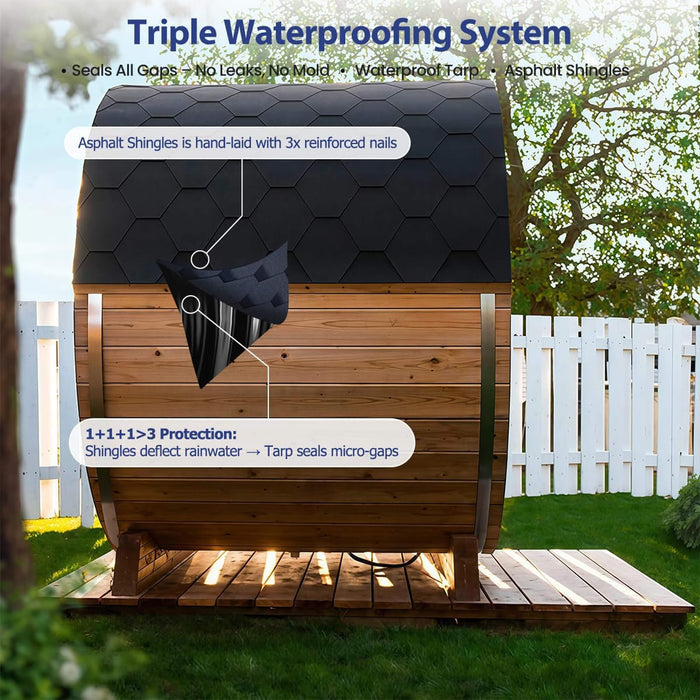 Thermora Premium 2 Person Outdoor Barrel Sauna with 4.5kW Heater