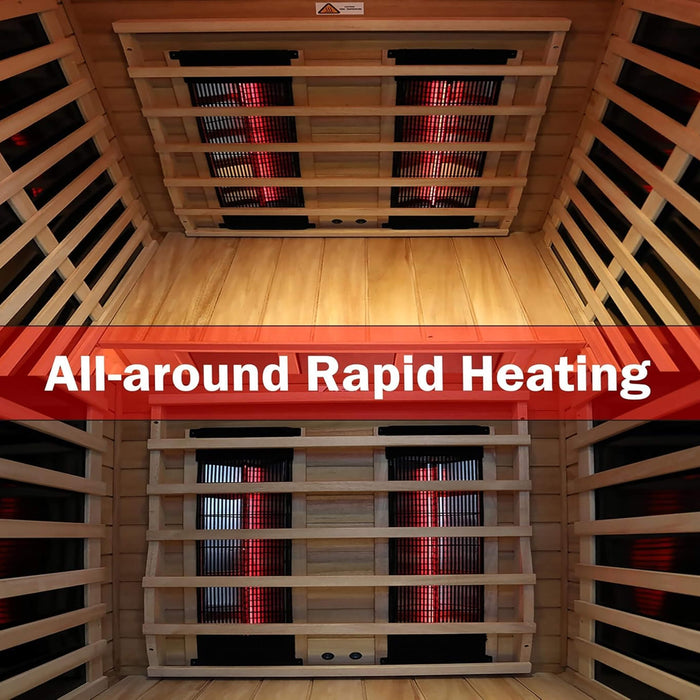 2 Person Outdoor Infrared Sauna with Low EMF Ceramic Heating, Bluetooth Audio and LED Lighting