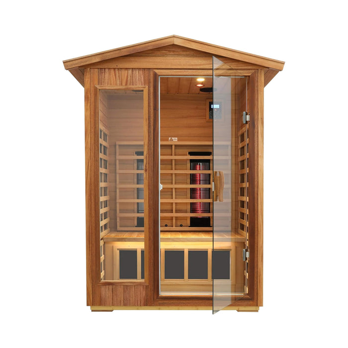 2 Person Outdoor Infrared Sauna with Low EMF Ceramic Heating, Bluetooth Audio and LED Lighting