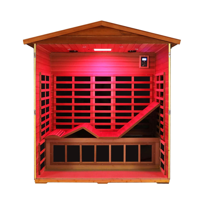 3 Person Outdoor Infrared Sauna with Full Spectrum Heating, Ultra Low EMF and Bluetooth Speakers