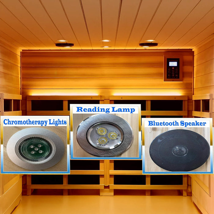 4 Person Outdoor Infrared Sauna with Full Spectrum Heating, Ultra Low EMF and Bluetooth Speakers
