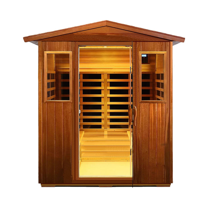 4 Person Outdoor Infrared Sauna with Full Spectrum Heating, Ultra Low EMF and Bluetooth Speakers