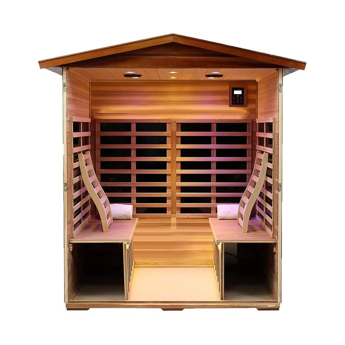 4 Person Outdoor Infrared Sauna with Full Spectrum Heating, Ultra Low EMF and Bluetooth Speakers