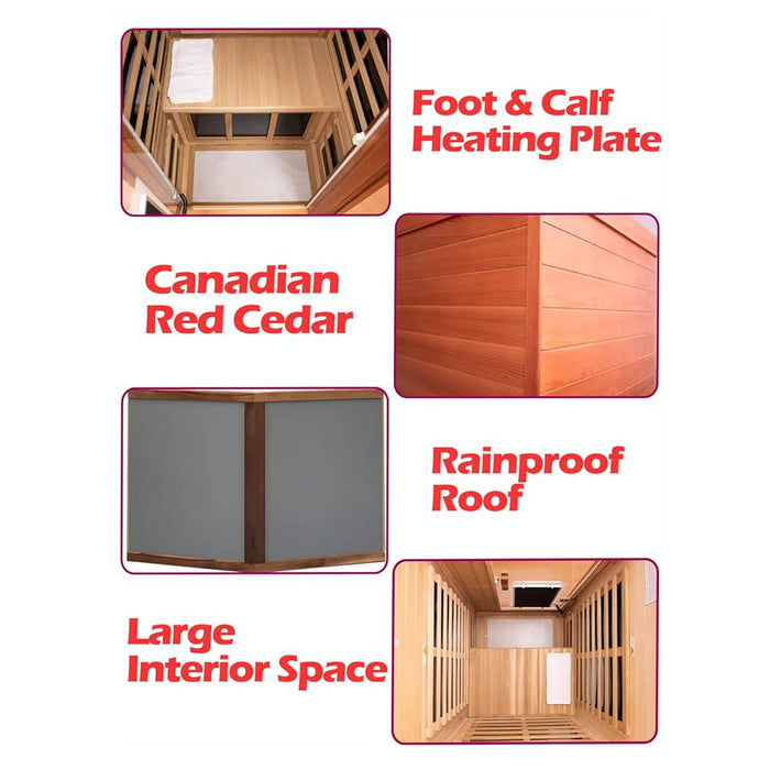 1 Person Outdoor Infrared Sauna with Cedar Wood and Bluetooth Audio