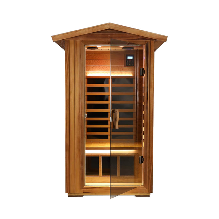 1 Person Outdoor Infrared Sauna with Cedar Wood and Bluetooth Audio