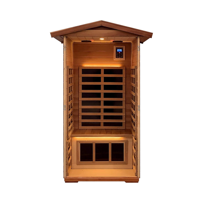 1 Person Outdoor Infrared Sauna with Cedar Wood and Bluetooth Audio