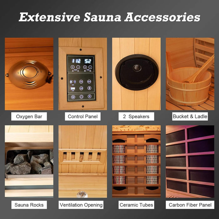 Rövia Aurora 3 Person Indoor Hybrid Sauna with Infrared and 4.5kW Steam Heating