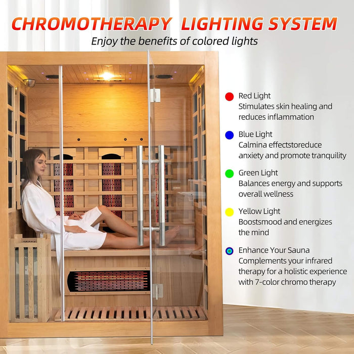 Rövia Aurora 3 Person Indoor Hybrid Sauna with Infrared and 4.5kW Steam Heating