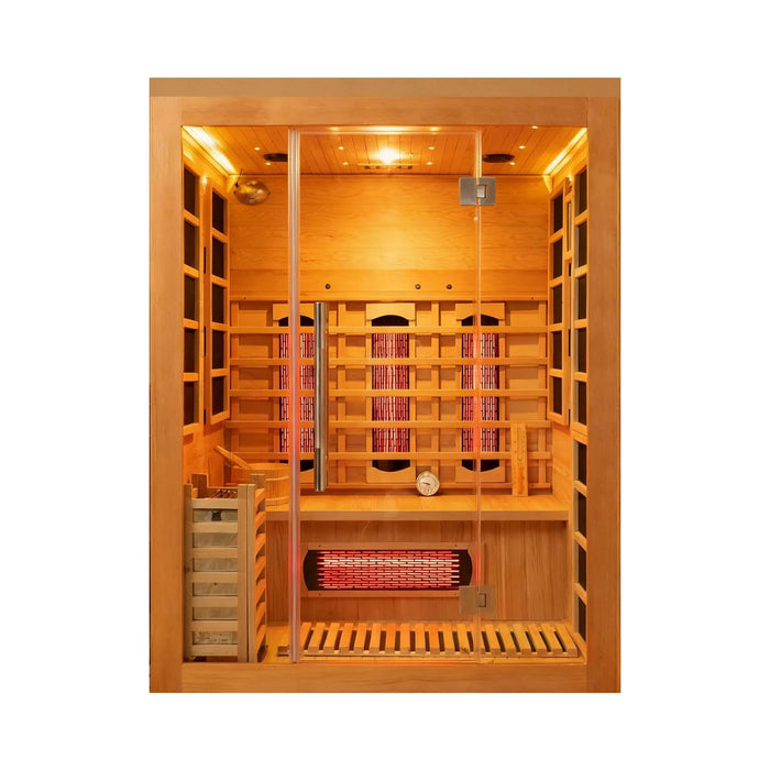 Rövia Aurora 3 Person Indoor Hybrid Sauna with Infrared and 4.5kW Steam Heating