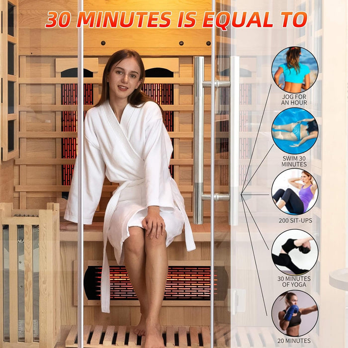 Rövia Aurora 3 Person Indoor Hybrid Sauna with Infrared and 4.5kW Steam Heating