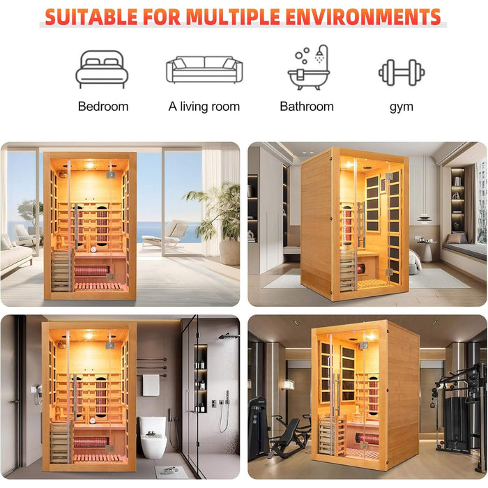 Rövia Aurora 3 Person Indoor Hybrid Sauna with Infrared and 4.5kW Steam Heating