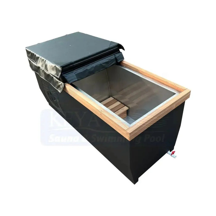 Stainless Steel Cold Plunge Tub with Integrated Chiller and Cedar Exterior
