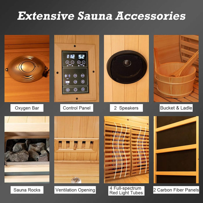 Rövia Luma 2 Person Indoor Hybrid Sauna with Infrared and 3.5kW Steam Heating