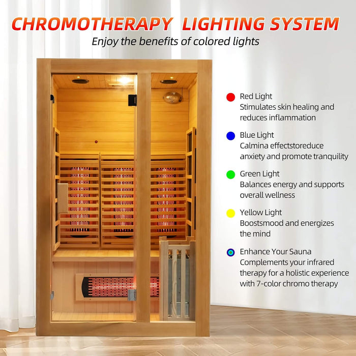 Rövia Luma 2 Person Indoor Hybrid Sauna with Infrared and 3.5kW Steam Heating