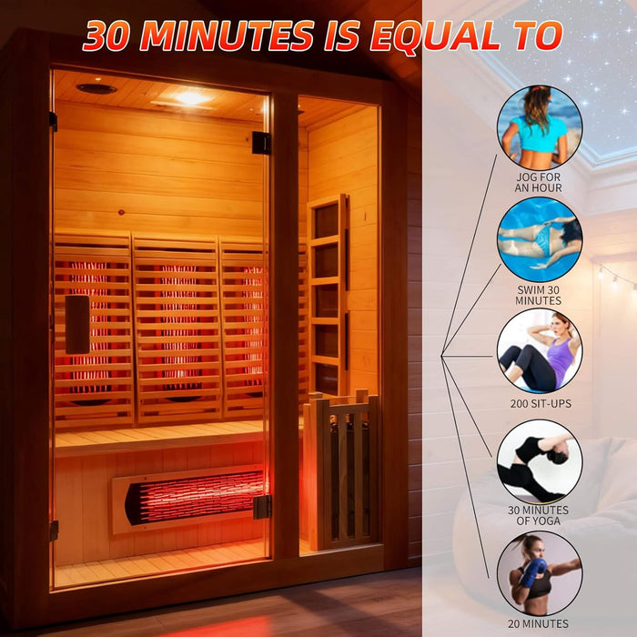 Rövia Luma 2 Person Indoor Hybrid Sauna with Infrared and 3.5kW Steam Heating