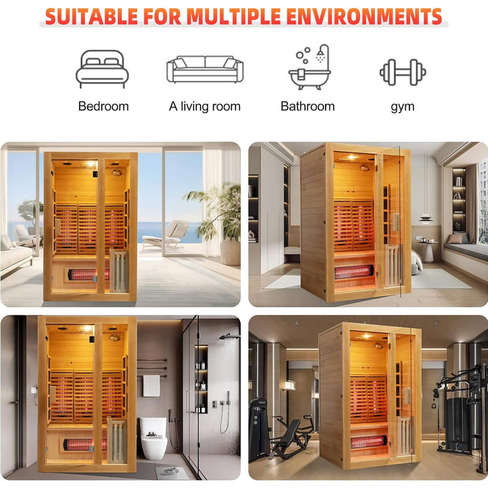 Rövia Luma 2 Person Indoor Hybrid Sauna with Infrared and 3.5kW Steam Heating